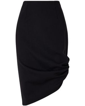 Carolina Herrera Asymmetrical Stretch-Wool Midi Skirt - Blue