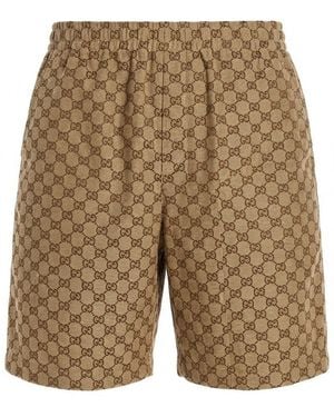 Gucci Gg Supreme Shorts - Natural