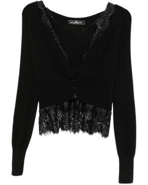 Ermanno Scervino Lace-Trim Button-Up Cardigan - Black
