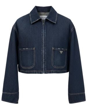 Prada Collared Long-Sleeved Casual Jacket - Blue