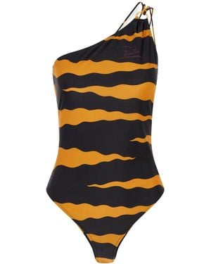 PUCCI One-Shoulder Printed Swimsuit - Yellow