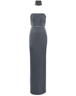 Alex Perry Crystal-Embellished Satin Gown - Blue