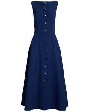 Polo Ralph Lauren Boat-Neck Buttoned Maxi Dress - Blue