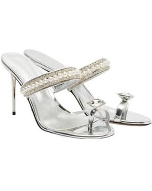 Mach & Mach Diamond Of Elizabeth 95 Leather Mules - White