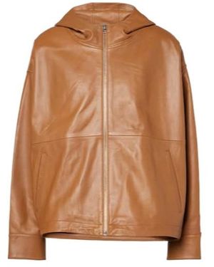 Yves Salomon Hooded Leather Jacket - Brown