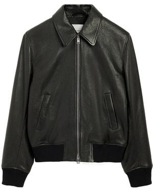 Ami Paris Zipped Leather Jacket - Black