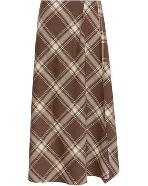Weekend by Maxmara Lanoso Checked Long Wrap Skirt - Brown