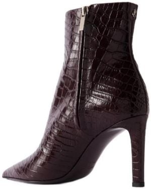 Jimmy Choo Croc-Effect Leather Ankle Boots - Brown