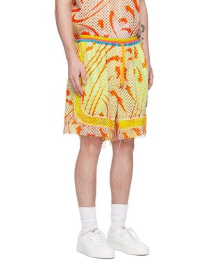 Vivienne Westwood Orb Embroidered Fringed Boxing Shorts - Yellow