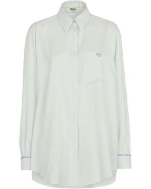 Fendi Long Sleeved Drop Shoulder Shirt - White