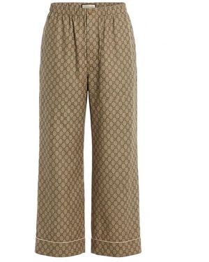Gucci Gg Supreme Trousers - Natural
