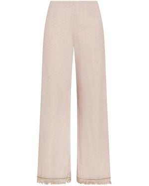 Seventy Fringed-Detail Linen Trousers - White