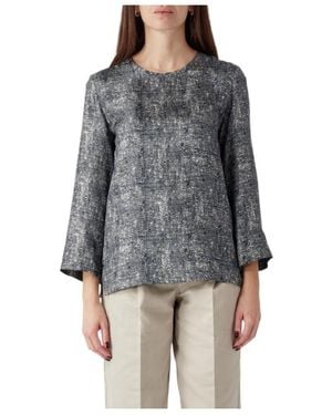 Max Mara Speckled-Print Silk Blouse - Gray
