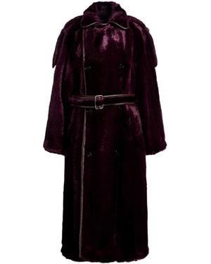 Burberry Teddy Long Coat - Red