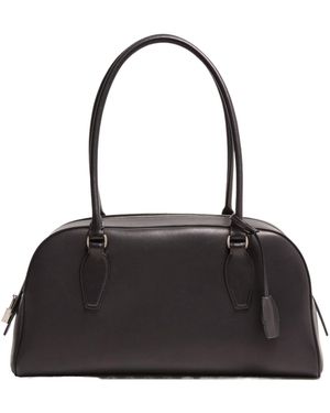 The Row E/W India Leather Shoulder Bag - Black