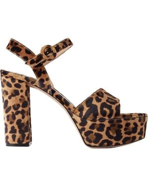 Gianvito Rossi Leopard-Print Velvet Sandals - Brown