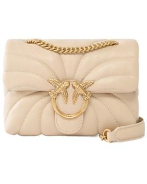 Pinko Love Puff Chain Linked Mini Crossbody Bag - Natural