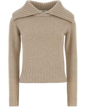 Co. Ribbed Llared Knitted Jumper - Natural