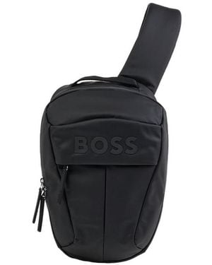 BOSS Logo-Appliqué Single-Strap Backpack - Black