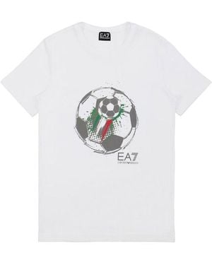 EA7 Logo T-Shirt With Round Neck - White