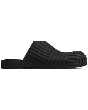 Bottega Veneta Intrecciato Embossed Slides - Black