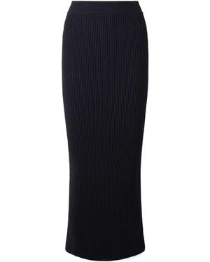 Balmain Ribbed Knit Midi Skirt - Blue