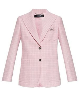 Versace Checked Pattern Single-Breasted Blazer - Pink