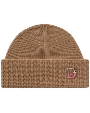 DSquared² Logo Plaque Beanie - Brown