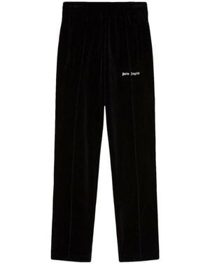 Palm Angels Logo Printed Straight Leg Trousers - Black