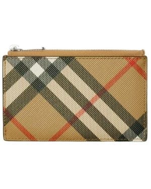 Burberry Checked Zip-Up Card Holder - Metallic