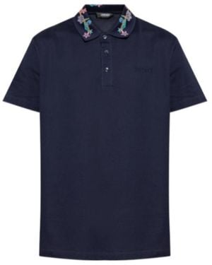 Versace Logo-Embroidered Polo Shirt - Blue