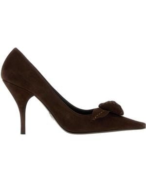 Prada Decollete Bow-Detailed Court Shoes - Brown
