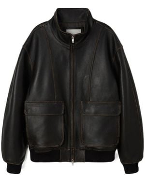 DUNST Long-Sleeved Leather Jacket - Black