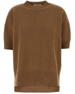 Jil Sander Short-Sleeved Knitted Top - Brown