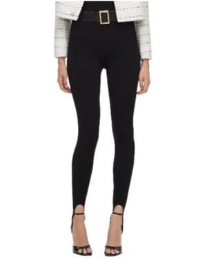 Self-Portrait Knit Stirrup Leggings - Black