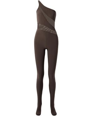Norma Kamali One-Shoulder Mesh Paneling Jumpsuit - Brown