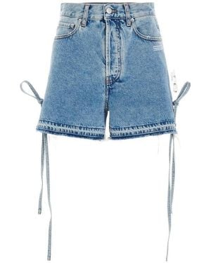 Off-White c/o Virgil Abloh Side Tie Denim Shorts - Blue