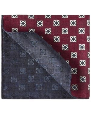 Brunello Cucinelli Silk Geometric-Pattern Pocket Square - Blue