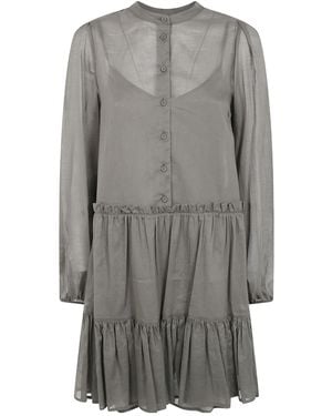 Twinset Sheer Ruffled Shirt Dress - Gray
