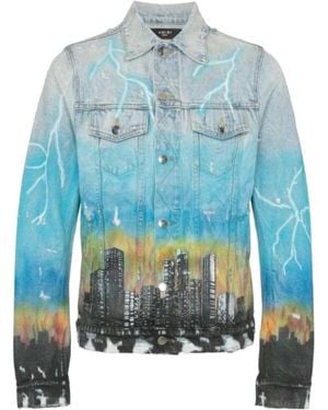 Amiri City Pattern Denim Coat - Blue