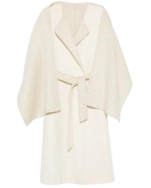P.A.R.O.S.H. Scarf Detailed Belted Coat - White