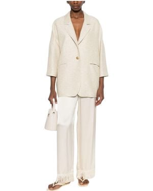 Tagliatore Bruna Buttoned Coat - Natural