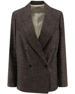 Alysi Double-Breasted Peak-Lapel Blazer - Black