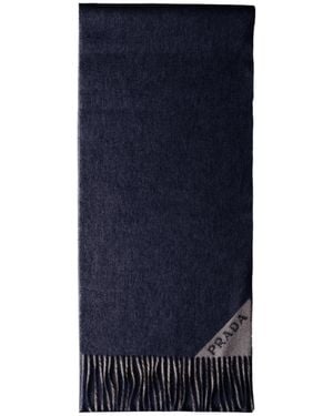 Prada Fringed Scarf - Blue