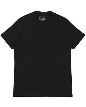Armani Jeans Printed V-Collar Short-Sleeved T-Shirt - Black