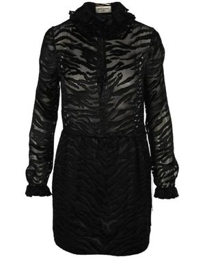 Saint Laurent Zebra Print Sheer Dress - Black