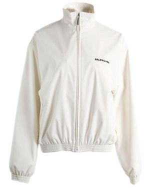 Balenciaga High-Neck Track Jacket - White