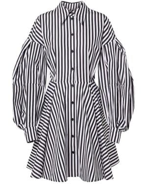 Nina Ricci Striped Poplin Midi Dress - Grey