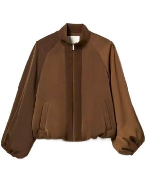 Twinset Long-Sleeve Casual Zip-Up Jacket - Brown