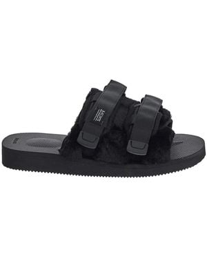 Suicoke Peep-Toe, Patent-Leather Booties - Black